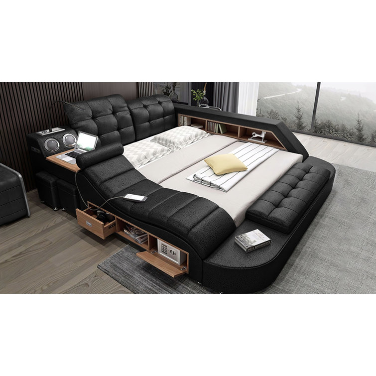 Jubilee Modern/contemporary design Hariana Tech Smart Ultimate Italian Leather Bed Tufted Low